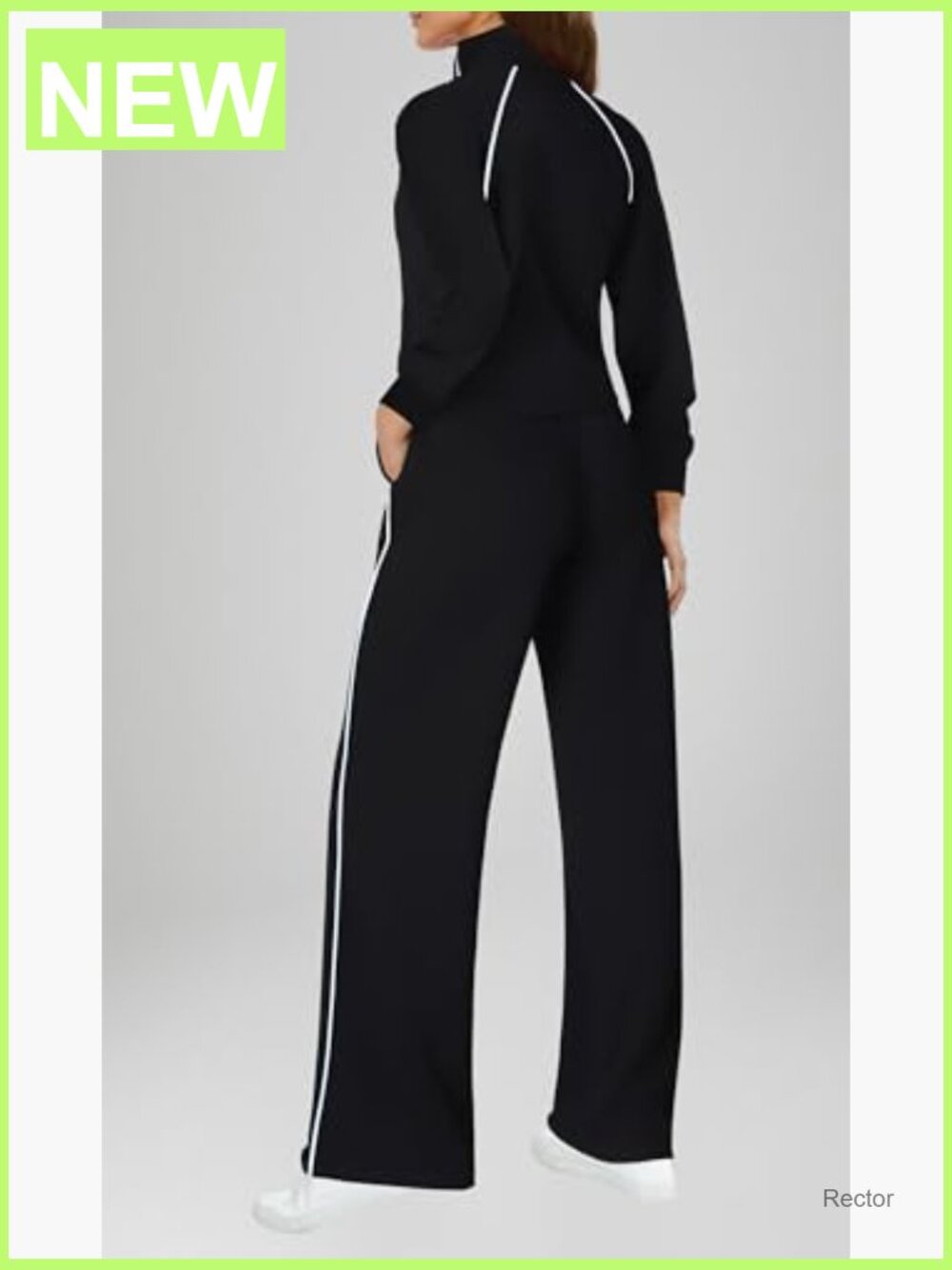 Casual Long Sleeve Jumpsuit Wide Leg Mock Neck with Pockets - Picture 2 of 6